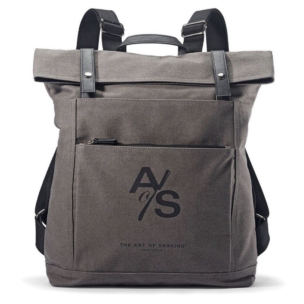 ART of SHAVING Backpack Large Gray Canvas Travel Utility Casual Logo Authentic
